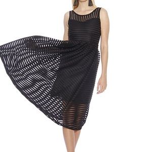 Christian Siriano Mesh Stripe Cocktail Dress